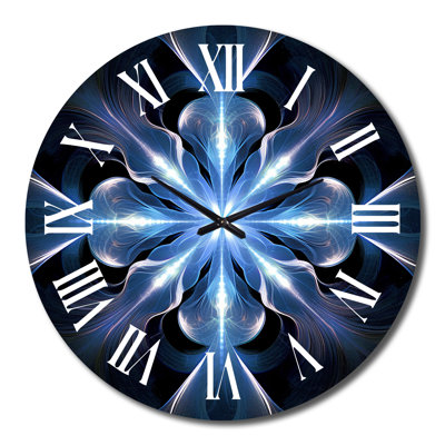 Horloge murale en métal turquoise et fleurs blanches fractales