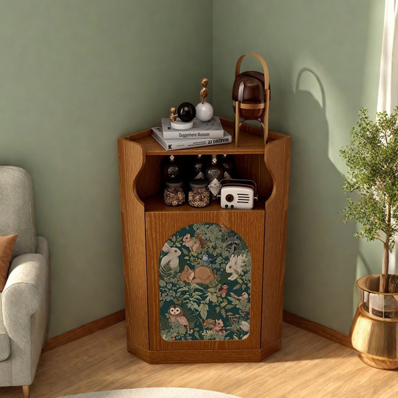 Armoire d'angle moderne avec rangement ouvert, Brun
