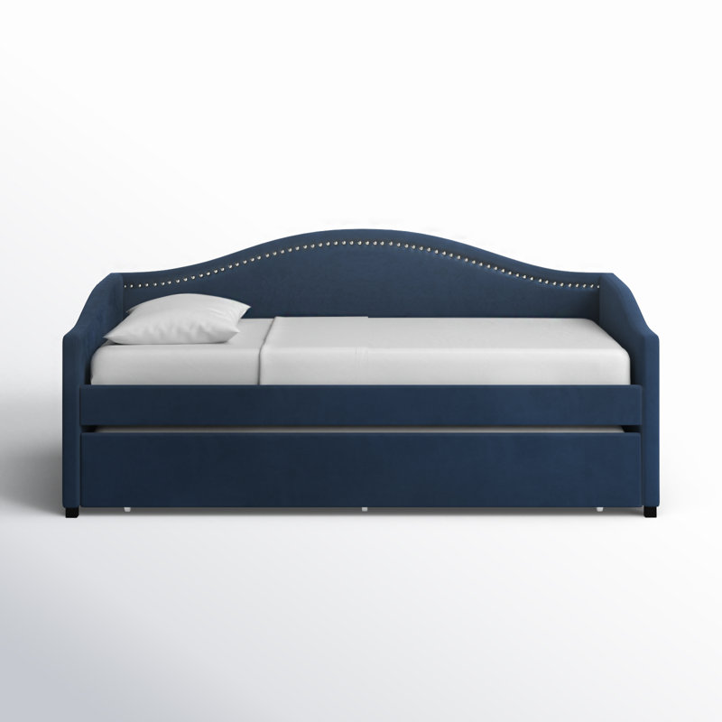 Anslem Upholstered Daybed with Trundle Bed, Blue