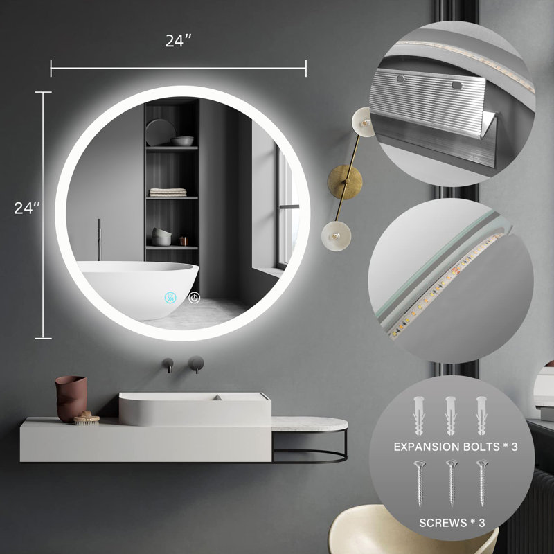 Miroir de salle de bain Gertha, 24 po x 24 po