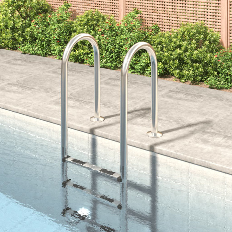 Échelle de piscine Vidaxl, acier inoxydable argenté 304, plastique, 5,18 pi x 1,78 pi