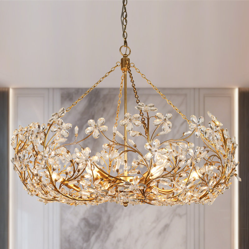12-Light Dimmable Flower Crystal Chandelier
