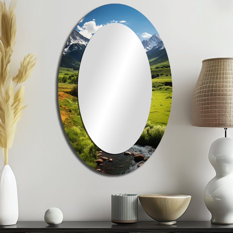 Colorado Colorado I - Miroir décoratif ovale sur métal, 36 po x 24 po