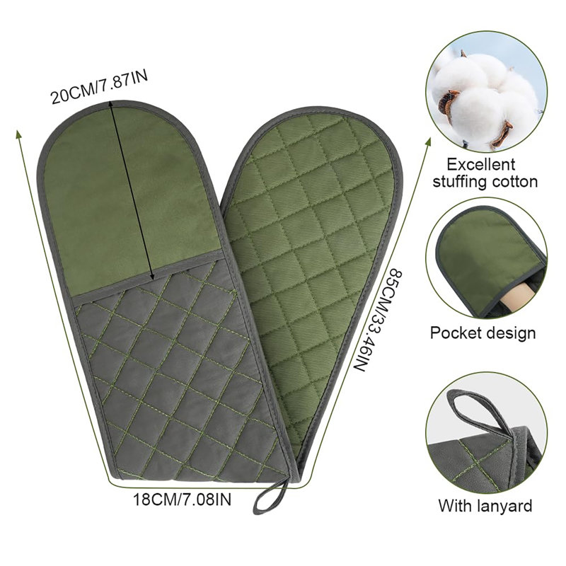 Double Oven Mitts, Green