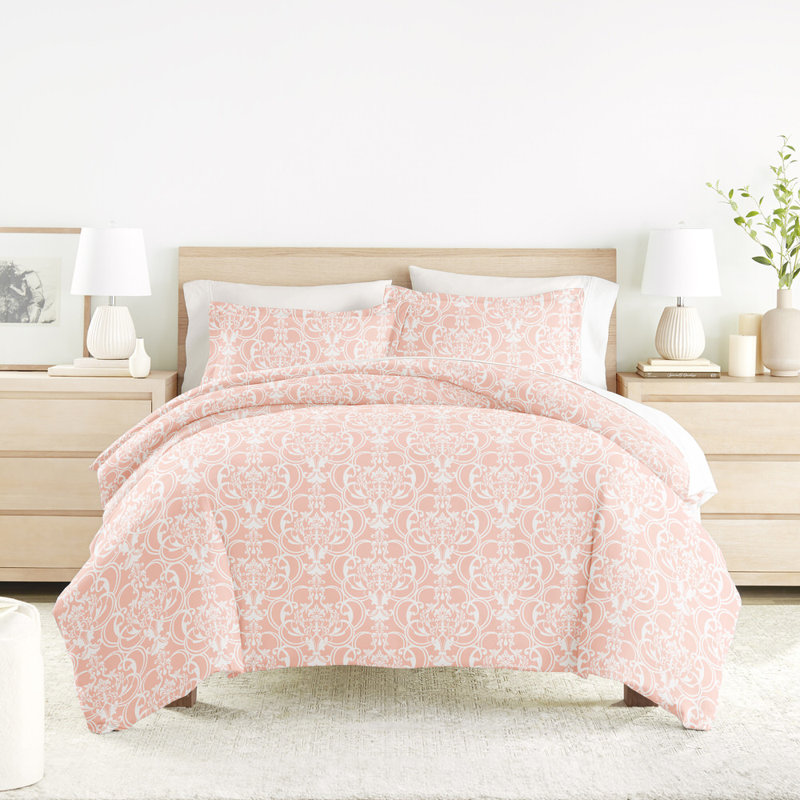 Ensemble de housse de couette en microfibre à motif de literie ultra douce en damas romantique