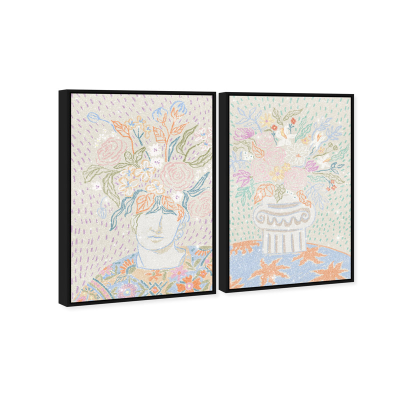 Summer Flourish Set Set by Oliver Gal, 32"H x 22"W, Black Floater Frame