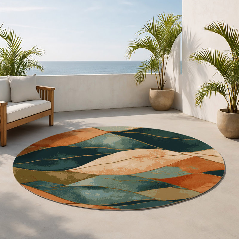 Tapis intérieur et extérieur Jungle Harmony, Rond 5 pi