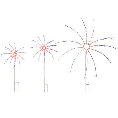 3-Piece LED Metal Fireworks Lawn Decor