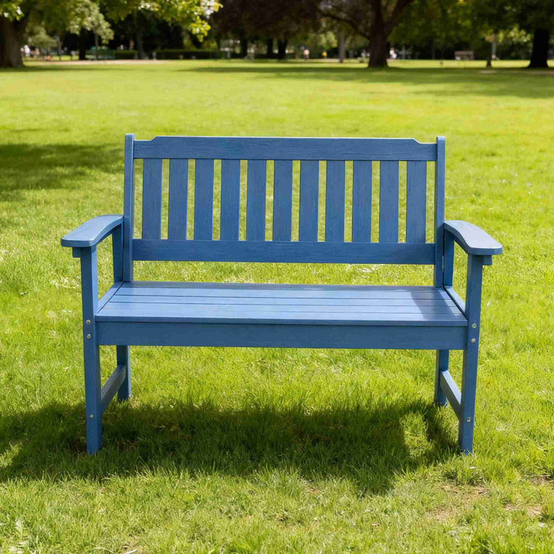 All-Weather HIPS Outdoor Bench, Navy Blue