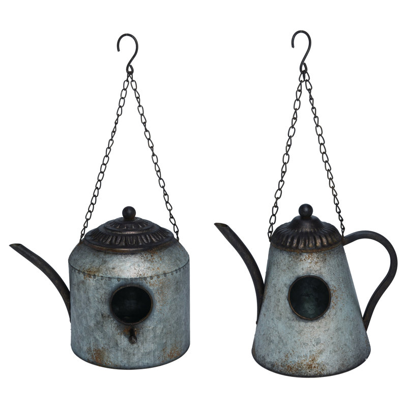  Metal Rustic Teapot Set of 2 Spring Home Decorations