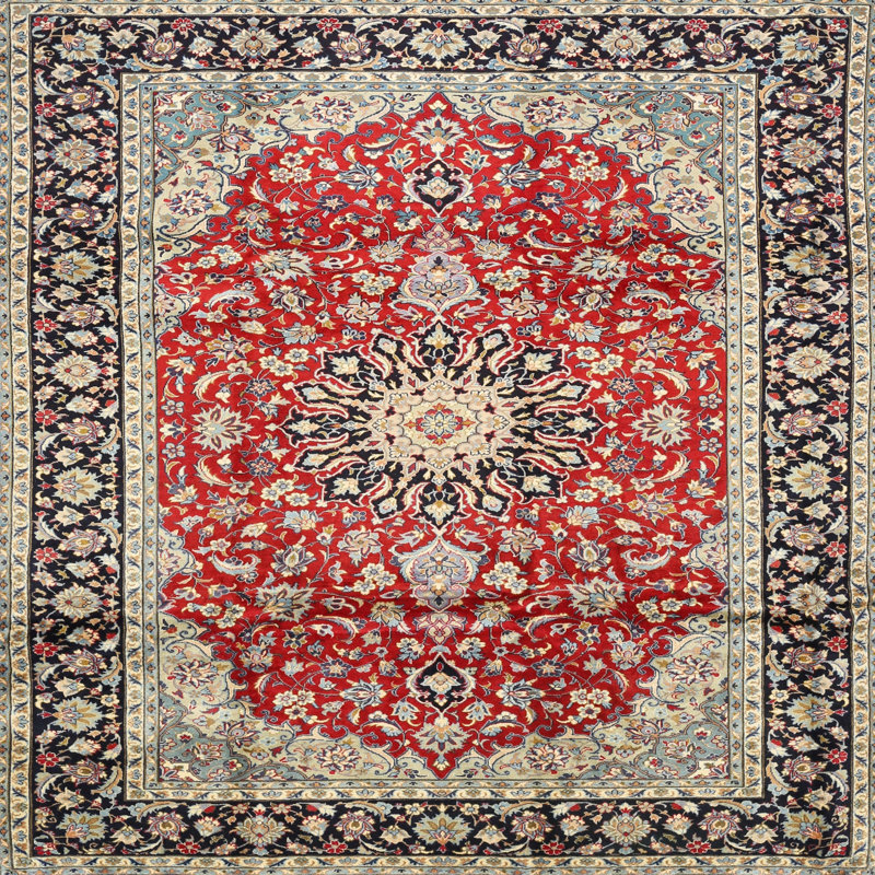 Rouge Macauly oriental/brun/Tapis décoratif grise, Carré 5 pi