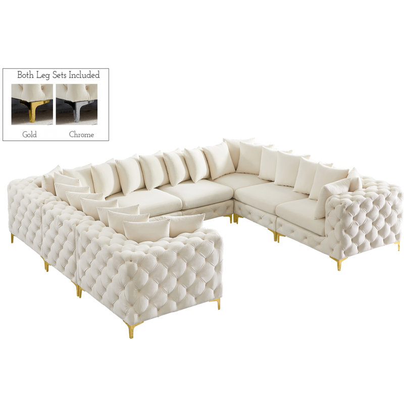 Canapé modulaire en velours 138 po, Velours crème