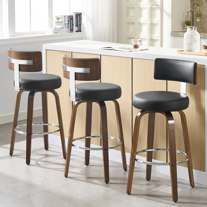 Swivel Upholstered Counter & Bar Stool, Black, Bar Stool (29" Seat Height)