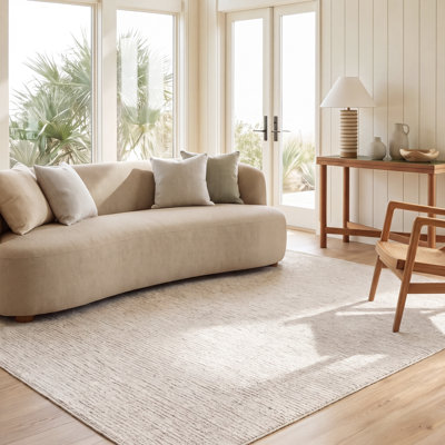Tapis ivoire / beige en laine touffeté à la main Armina