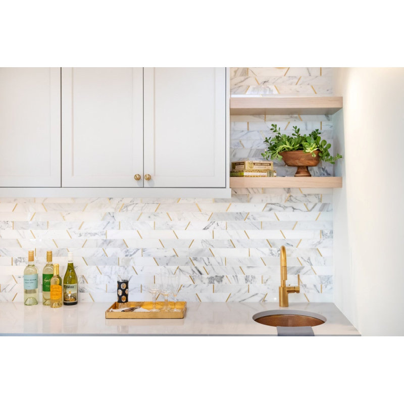 Matrix Trapezoid Marble And Brass Tile