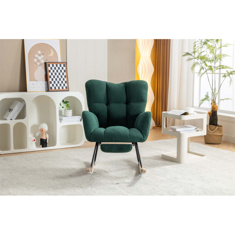 Chaise berçante confortable en tissu avec repose-pieds réglable, parfaite pour la détente et le soutien ergonomique