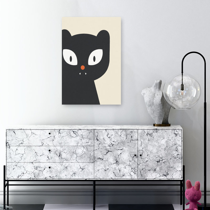 Impression d'art mural chat noir effrayant, 36" H x 24" W