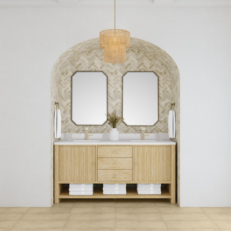 Marigot 72'' W Double Vanity, White Zeus, 8" Widespread