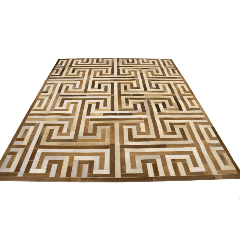 Tapis beige moderne en similicuir 8X10, Rectangle 8 pi x 10 pi