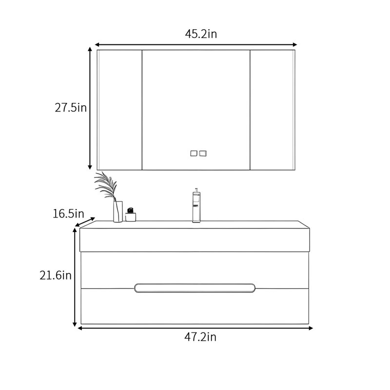 Minimalist modern style bathroom cabinet