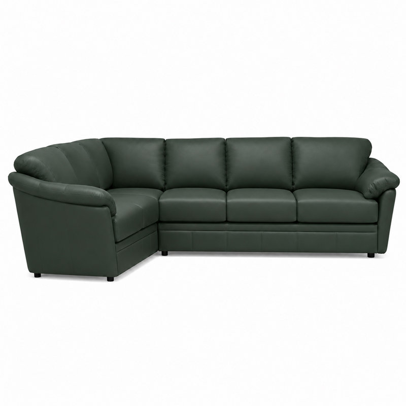 Ramdev Top Grain Leather Sofa Sectional with Cushioned Back and Pillow Top Arm, Right Hand Facing, Green
