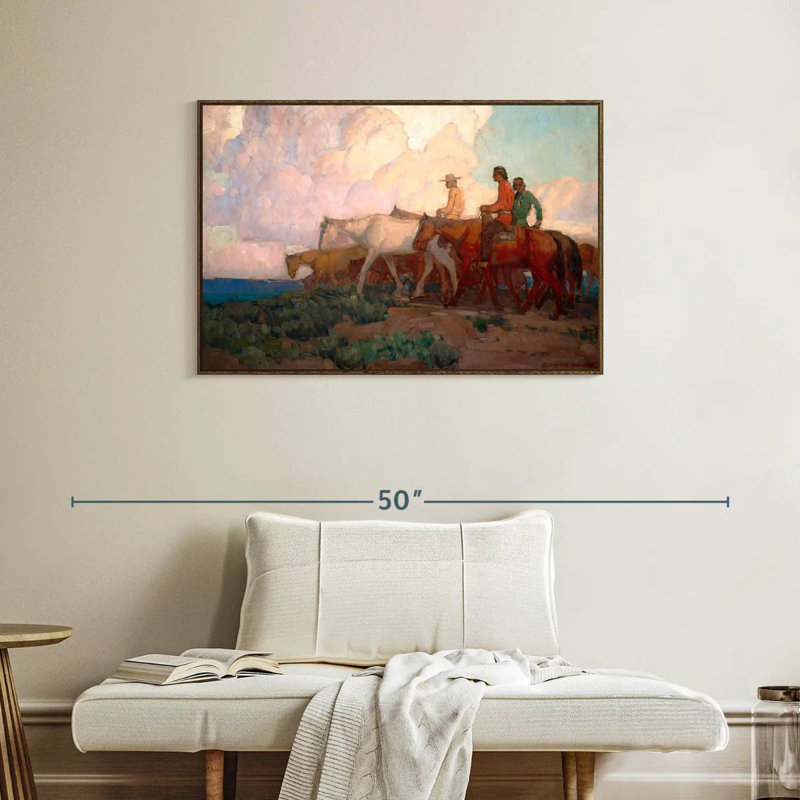 Range Riders de Navajo, 37 po x 25 po, Cadre flottant noyer