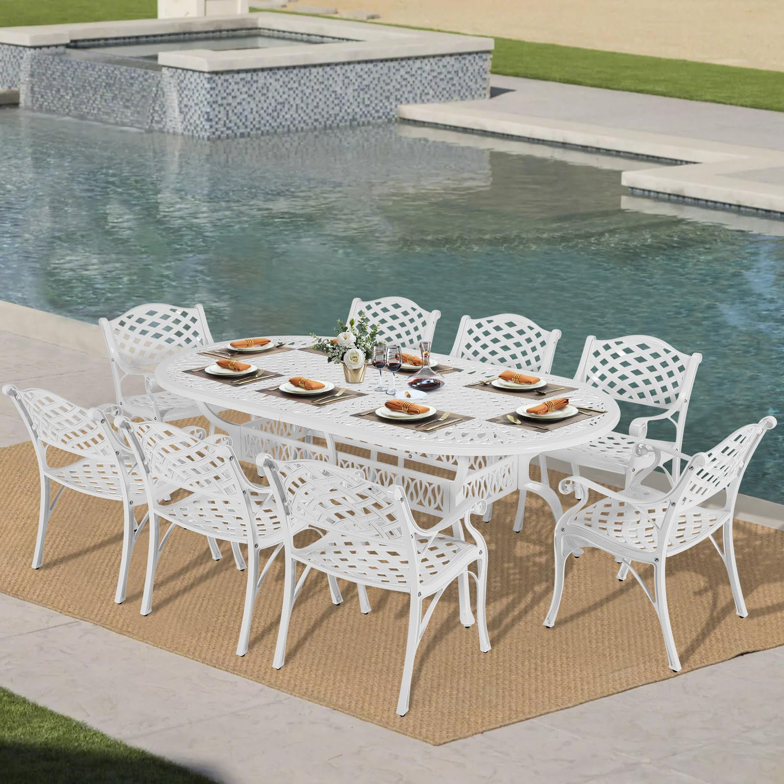 Wildon Home® 9-piece Outdoor Dining Set, All-weather Cast Aluminum