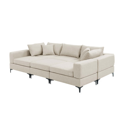 Wade Logan® 6 - Piece Upholstered Sectional & Reviews | Wayfair