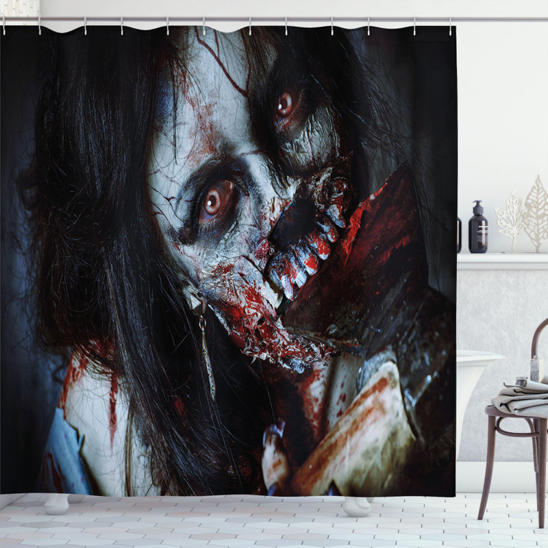 Ensemble de rideau de douche et crochets Zombie, H 70 po x l 69 po