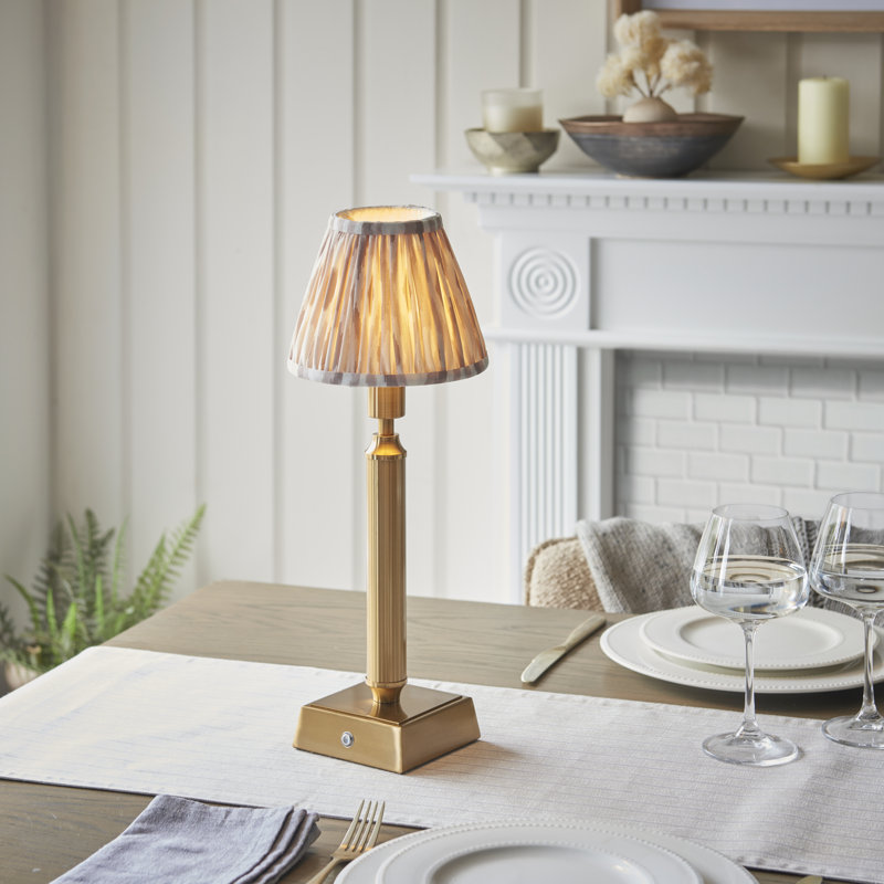 Trobridge Rechargeable Metal Table Lamp, Neutral Beige
