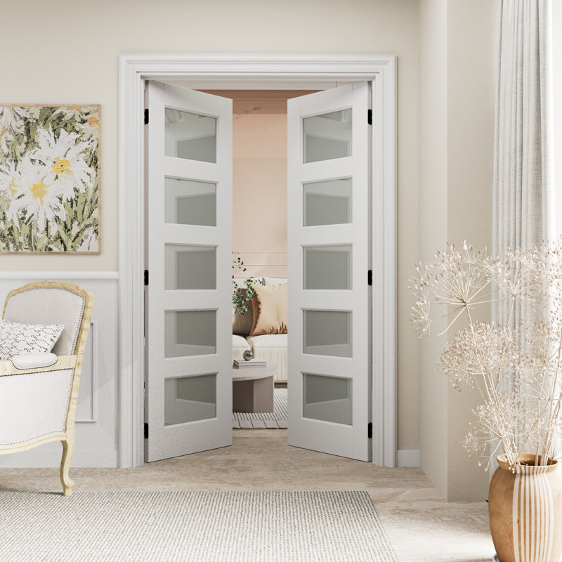 Intérieur double porte à dalle 80 / 96H 5 ’‘ 5-Lite, 56 po x 96 po