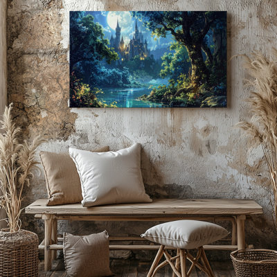 Wall Art Moonlit Enchanted Forest Canvasfairytale Castle Fantasy Canvas