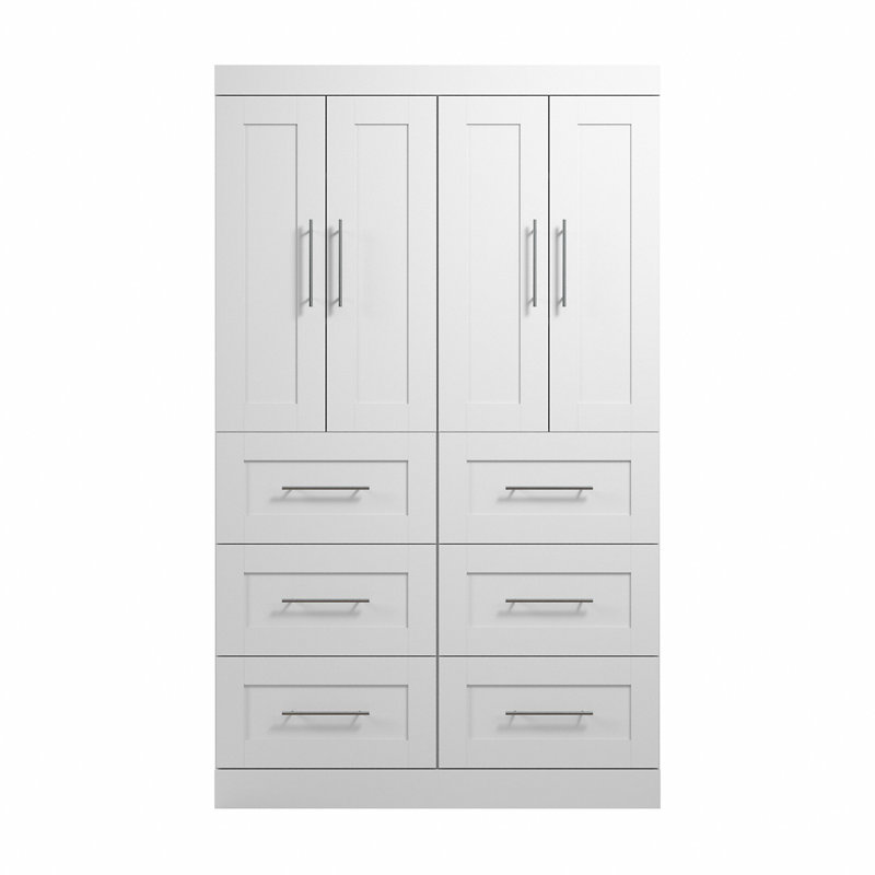 Étagère Arlex avec 3 tiroirs et portes, Blanc