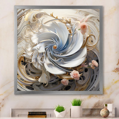Fleurs cosmiques fractales bleu clair I sur toile