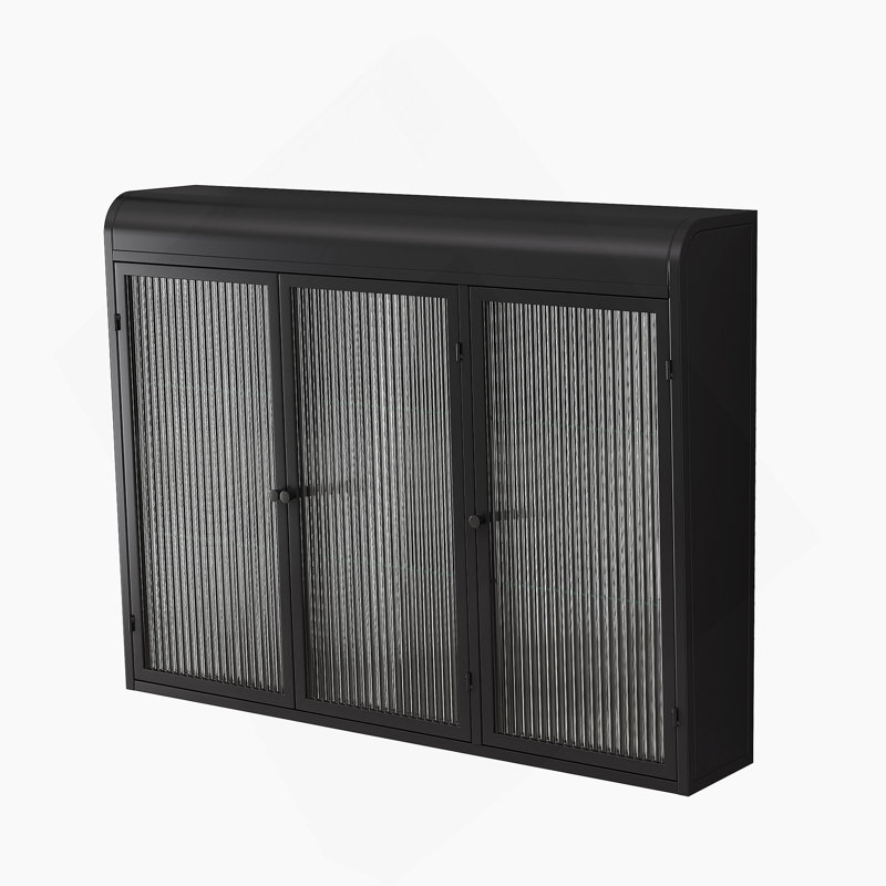 Armoire de rangement arquée à porte en verre, Black