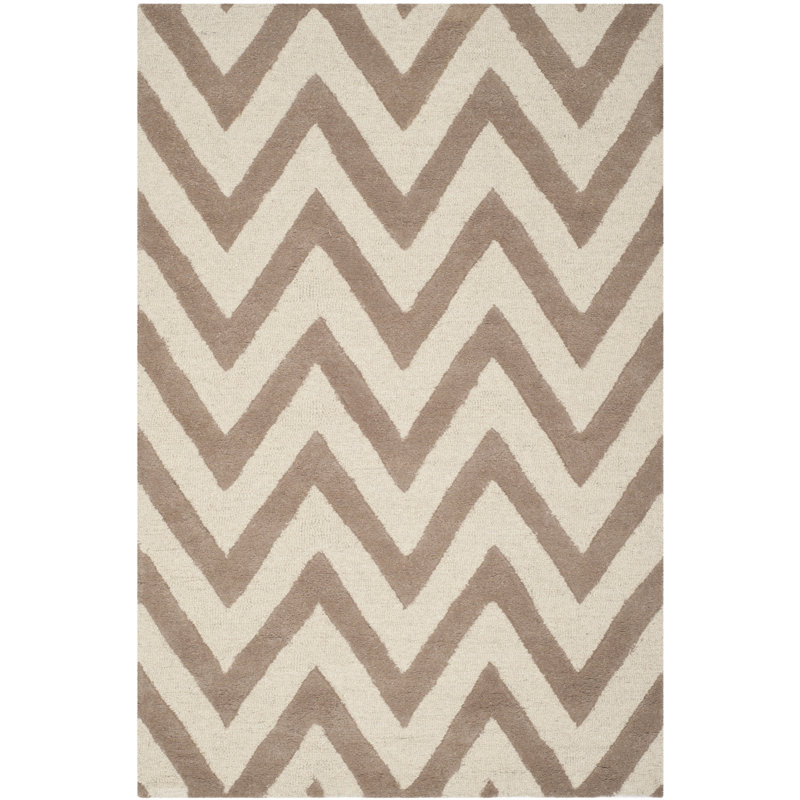 Sanyla Hand Tufted Wool Chevron Rug, Rectangle 4' x 6'