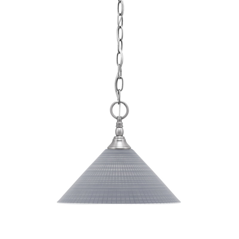 Mini-luminaire suspendu en chaîne avec verre, Nickel brossé
