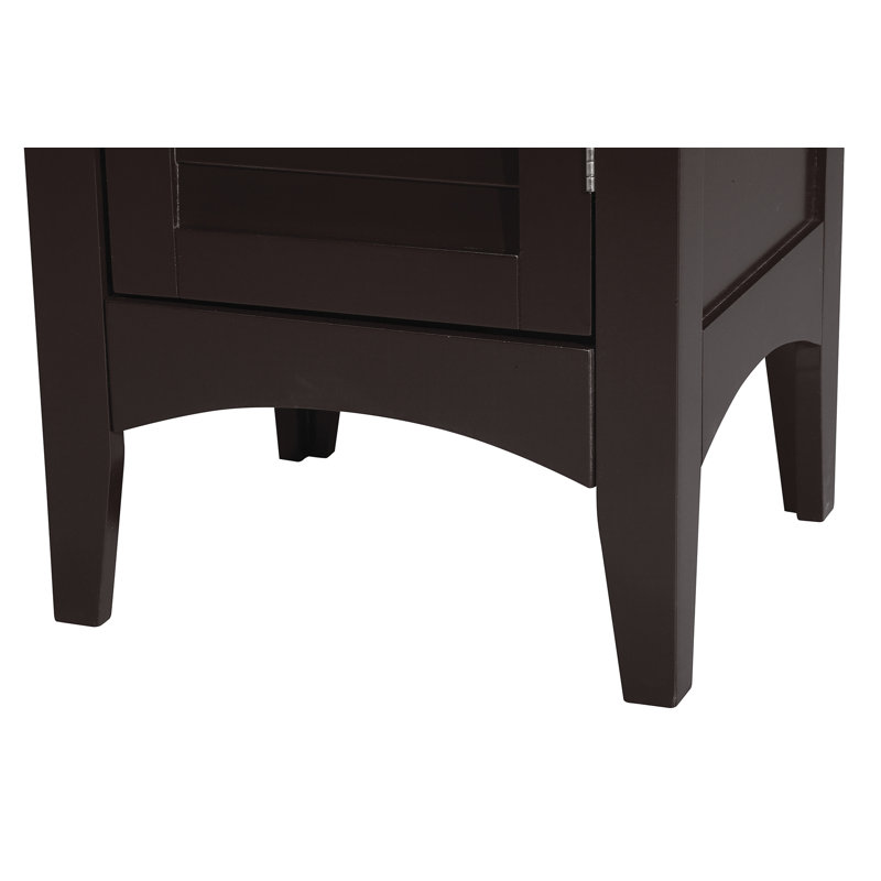 Benicio Freestanding Linen Accent Tower Cabinet with Faux Louvred Doors and Adjustable Shelf, Dark Brown