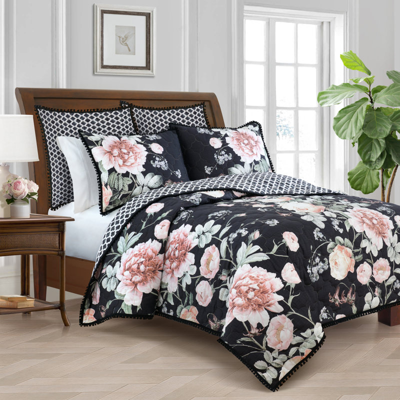 Cotton Floral Quilt, Twin Quilt