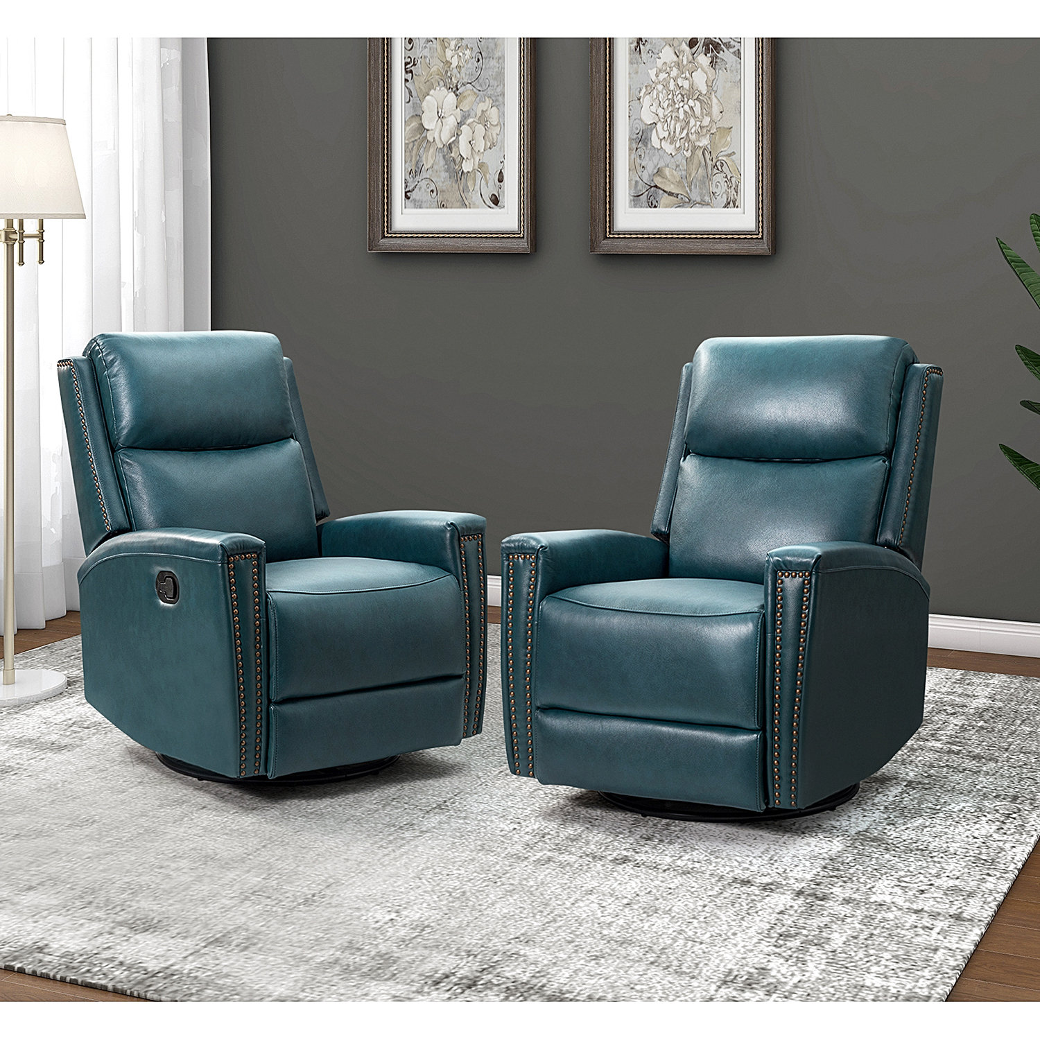Wildon Home Ramus 30.31 Wide Genuine Leather Swivel Rocker Recliner Set of 2 Reviews Wayfair