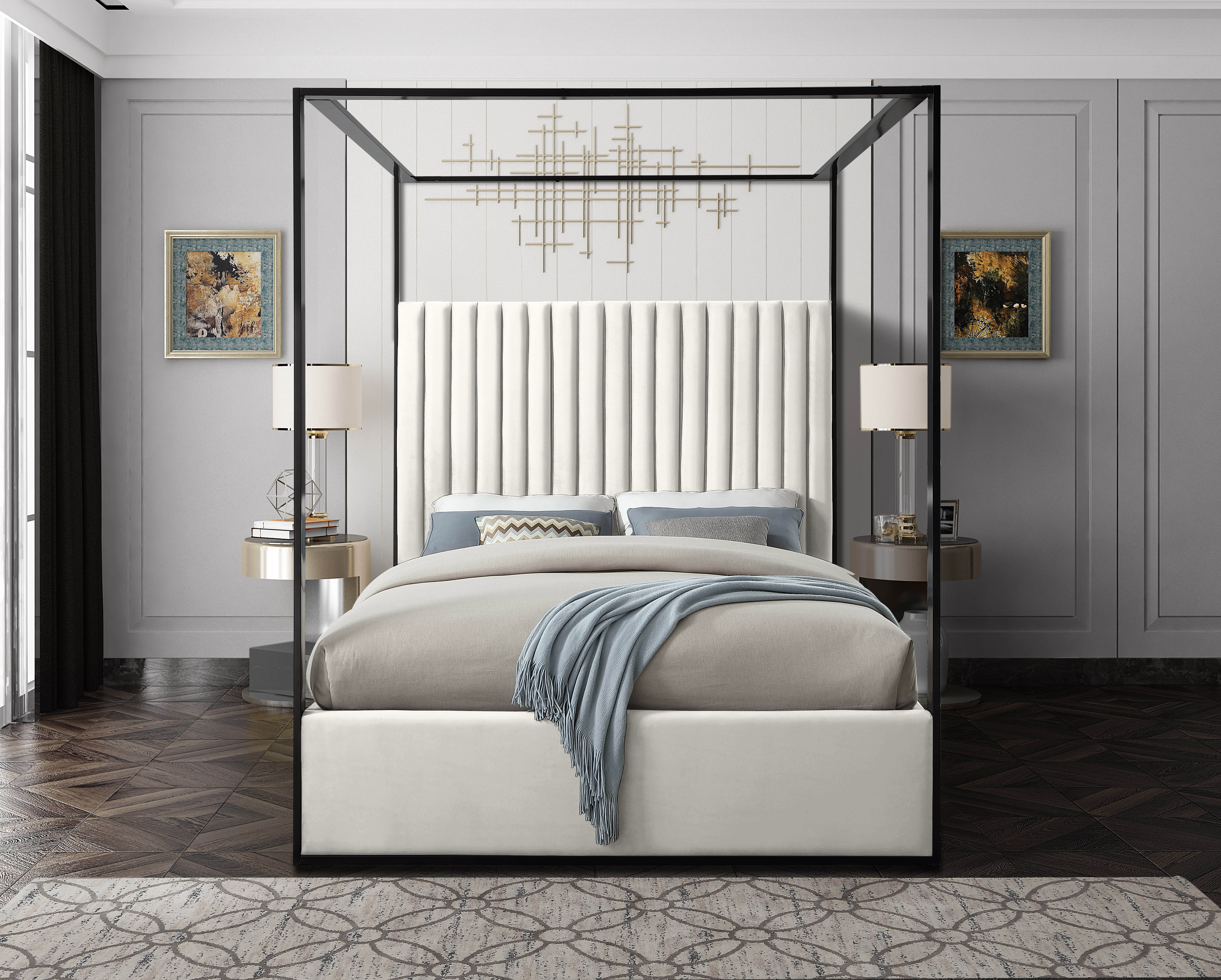 Tessa Upholstered Metal Canopy Bed