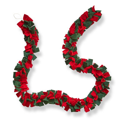 Knotted Felt Garland Red Wool Christmas