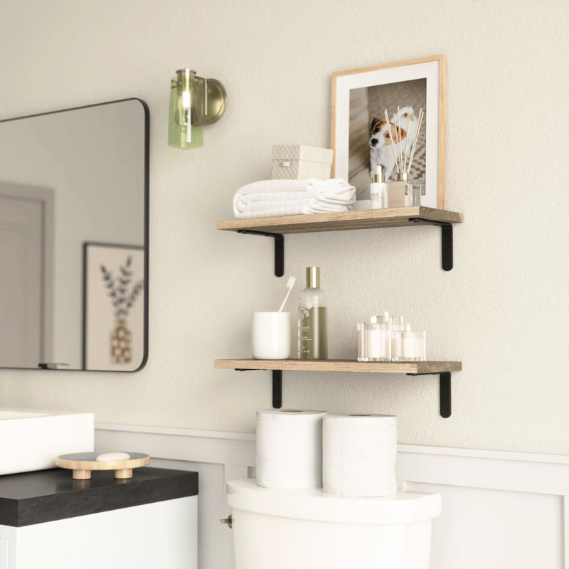Rustic Book Storage Shelves Of 2 - 40Lb Weight Capacity Wall Bathroom Organizer Style With Limit