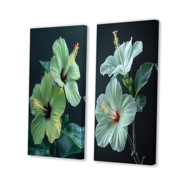 Gerber - ensemble d'art mural hibiscus 2 pièces, Ne s’applique pas, Toile tendue sur cadre, H 28 po x l 24 po
