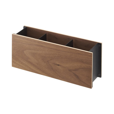 Yamazaki Home Desk Organizer - Tv Remote Control And Pen Holder, Steel + Wood