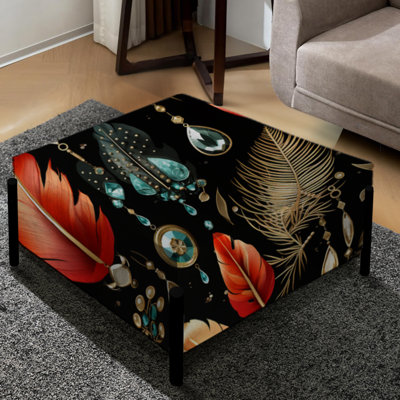 Deckert Mifley - bijoux noirs Boho Chic - grand repose-pieds carré Boho