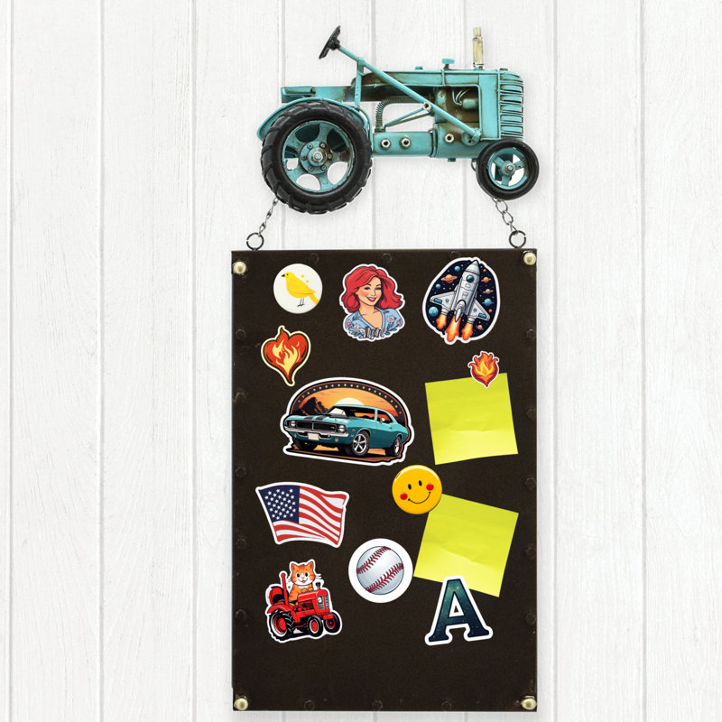 Industrial Transportation Wall Decor on Metal, Red/Green/Blue/Yellow, 6
