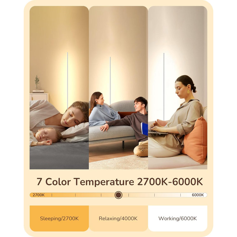 White Adjustable Minimalist LED Corner Floor Lamp with Remote Control