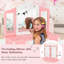 Ensemble de chaise de coiffeuse avec coiffeuse pour enfant avec miroir pliant rose-348253468