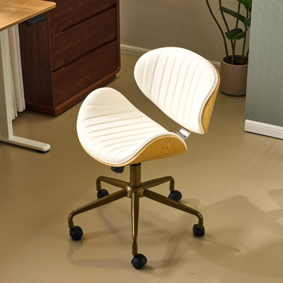 Chaise de bureau courbée en polyuréthane avec base bronze antique